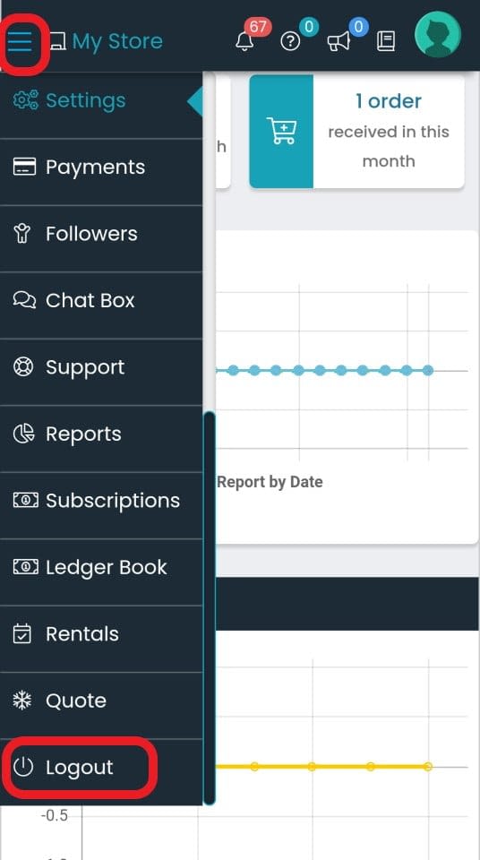 WooCommerce user wcfm page logout button mobile